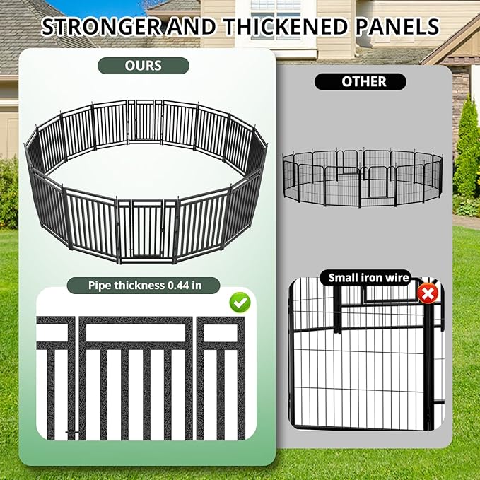 Dog Fence Outdoor for Yard Indoor Dog Playpen 40" Height 32 Panels Portable Dog Pen Metal Dog Kennel for RV Camping(Black-Silver)