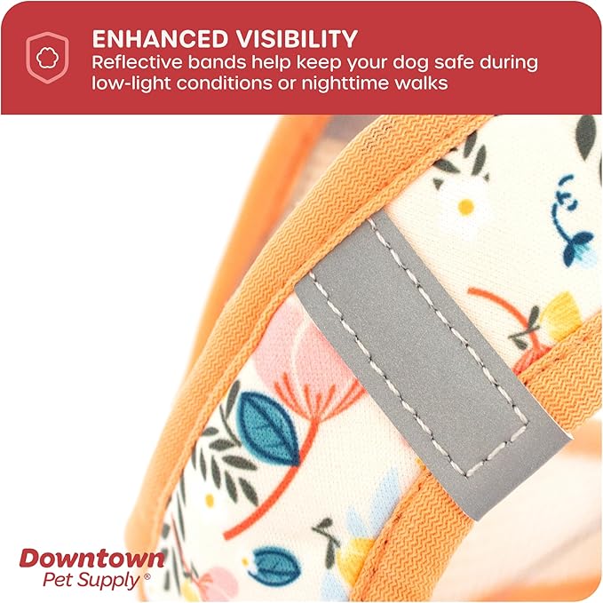 Downtown Pet Supply Step-in Dog Harness – No Pull, Adjustable Padded Mesh with Reflective Trim, Secure Buckle Strap – Comfortable & Breathable Small Dog Harness, X-Small,Floral