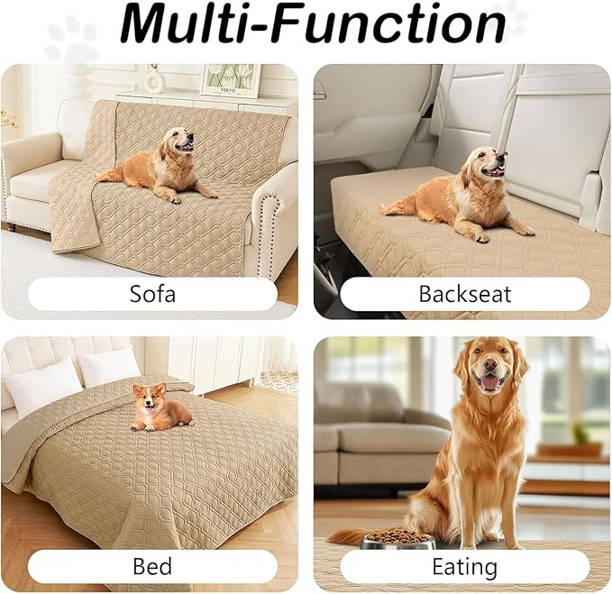 hyha Waterproof Dog Bed Blanket, Soft Pet Blankets, Waterproof Couch Cover for Dogs, Reversible Sofa Covers Washable for Furniture (40x80 Inch, Camel/Camel)