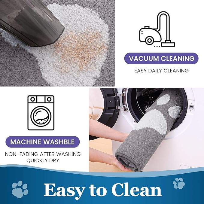 Buganda Dog Door Mat for Muddy Paws, Absorbent Dirt Trapper Washable Indoor Doormats, Non Slip Low-Profile Mud Mat for Dogs, Front Entrance Doormat for Inside Floor (59x24 Inches, Light Grey)