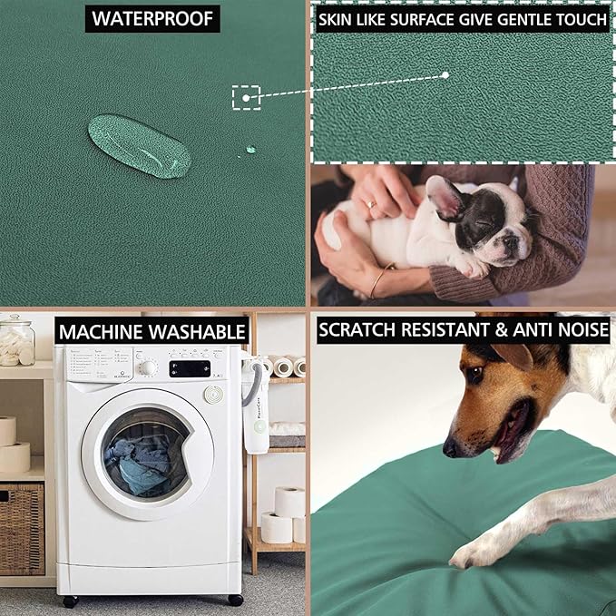 Dog Bed Cover Waterproof Replacement Machine Washable Covers for 24x18 Inch Dog Bed Heavy Duty Scratch Resistant Mattress Protector Pet Bed Cover Only Dark Green