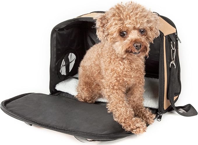 Pet Life ® 'Mystique' Fashion Designer Travel Soft-Folding Airline Apprived Pet Dog Carrier with Quilted Front Pocket