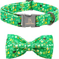 Lionheart glory Dog Bow Collar St. Patrick's Day Dog Collar for Small Dogs, Adjustable Green Collars Lucky Clover Shamrock Dog Collar with Bowtie Pet Collar Bows