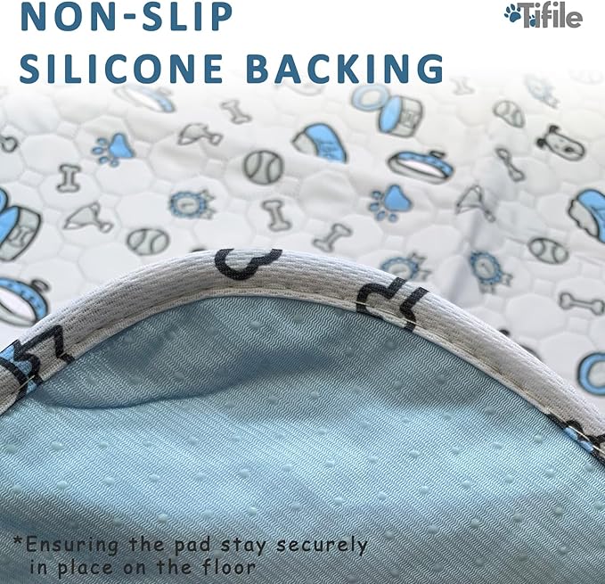 Washable Pee Pads for Dogs, 1 Pack Reusable Puppy Pad, Absorbent Whelping With Bone Print, Non-Slip Waterproof Pet Training for Couch, Crate, Potty Training - 65x48in