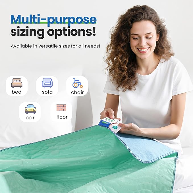 Noovirum® Washable Underpads,34"x36" (Pack of 4) - Heavy Absorbency Incontinence Bed Pads for Adults, Kids & Pets - Waterproof Reusable Protective Pad for Bed, Sofa, Furniture & Floor