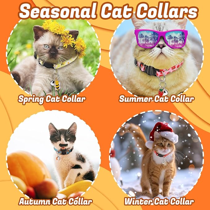 18 Pcs Holiday Cat Collars St. Patrick's Day Cat Collars with Bell Adjustable Breakaway Kitten Collar with Plastic Buckle for Holiday Pet Cat Costume,Multicolor
