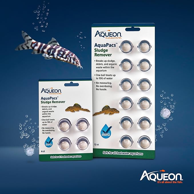 Aqueon AquaPacs Sludge Remover, for Freshwater Aquariums, 4 Pack