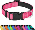 Reflective Dog Collar, Adjustable Soft Neoprene Padded Nylon Pet Collars with Buckle for Extra Large Dogs, Hotpink,XL