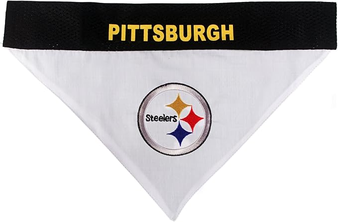 Pets First NFL Pittsburgh Steelers Reversible Bandana Size XX-Large for Dogs & Cats. 2 Sided Sports Bandana, Premium Embroidery Team Logo, Many NFL Teams Available