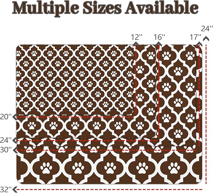 Dog Food Mat 16X24 Inch Pet Feeding Absorbent Mats for Floor Cat Water Bowl Placemats Non-Slip Washable Dog Mat for Food and Water
