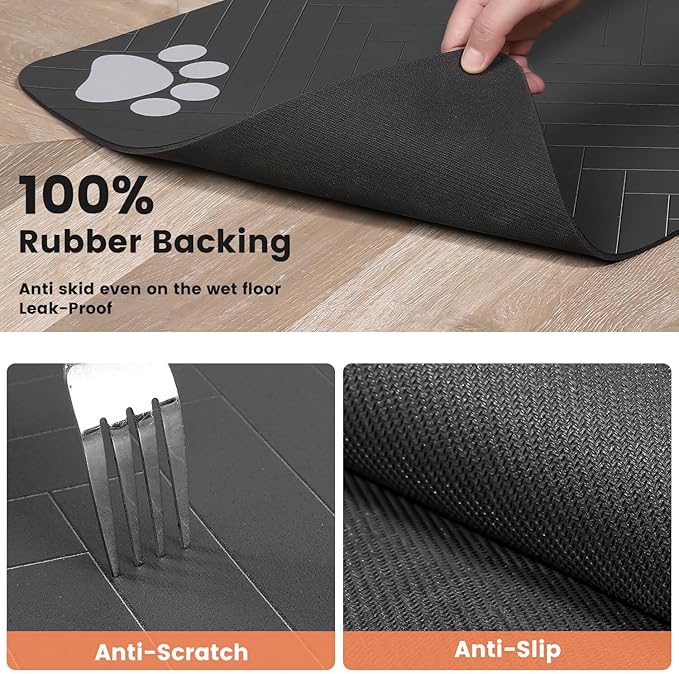 Pet Feeding Mat-Absorbent Pet Placemat for Food and Water Bowl, with Waterproof Rubber Backing, Quick Dry Water Dispenser Mat for Dog and Cat (27"x17", Blue)