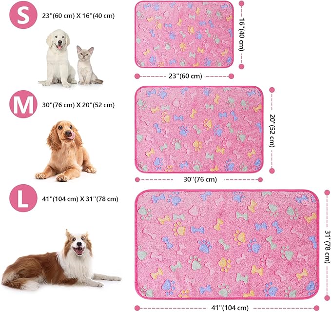 LeapSheep Pet Blankets for Dogs Cats - 3Pack Bone Pattern Super Soft Fluffy Dog Blankets for Small Medium Large Doggy Kitten (Bone, Small)