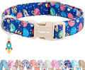 Faygarsle Space Theme Dog Collar, Navy Blue with Rockets and Planets Pattern for Summer Small Medium Large Dogs XS