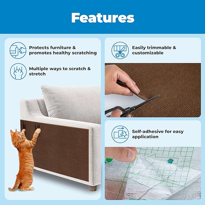 Best Pet Supplies Catify Cat Scratcher, Fun Interactive Scratchers, Posts, Poles, Claw Safe, Furniture Saver Indoor Play Support Natural Cat Behaviors Heavy Duty - Brown (39.4 x 15.8)