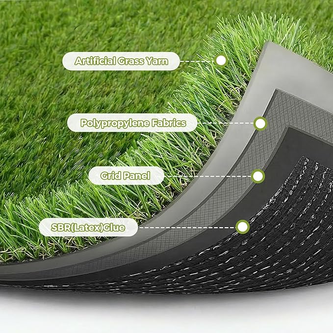 Artificial Grass Rug Indoor Outdoor, 5 x 6FT Faux Grass Turf with Drainage Holes, Realistic Artificial Lawn Rug Dog Pets Mat, Turf Carpet for Garden Lawn Landscape Balcony Patio Backyard Easter Decor