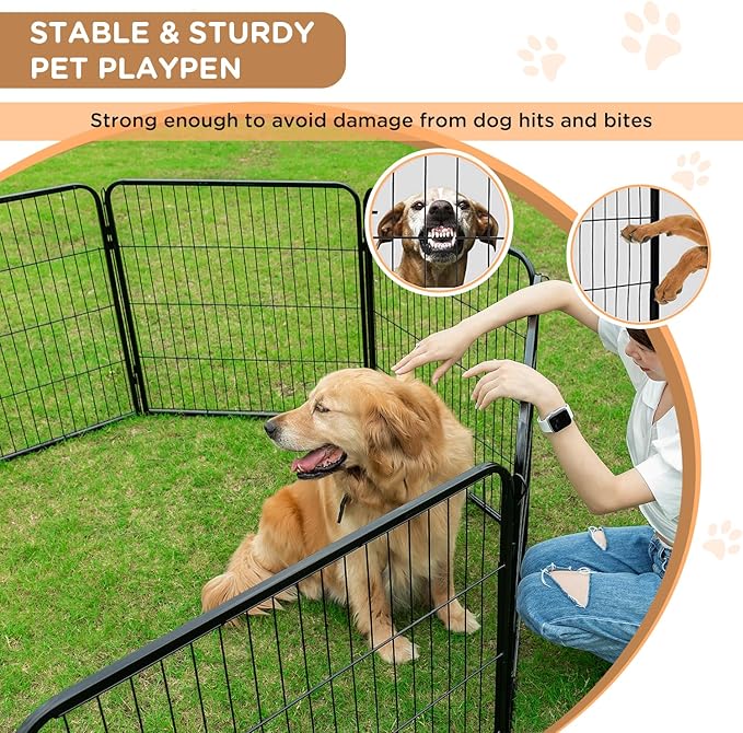 BestPet | Dog Playpen Extender | 40 Inch, 4 Panels | Heavy Duty Metal Pet Exercise Pen | Indoor Outdoor Fence Panels | Rust-Resistant, Removable, Tool-Free Setup | Anti-Skid, Expandable Design
