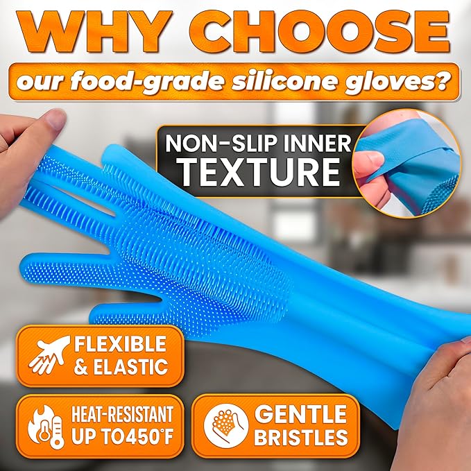 Cat & Dog Washing Gloves for Bathing – 2-in-1 Design Dog Scrubbing Gloves for Grooming, Massaging, and Paw Cleaning