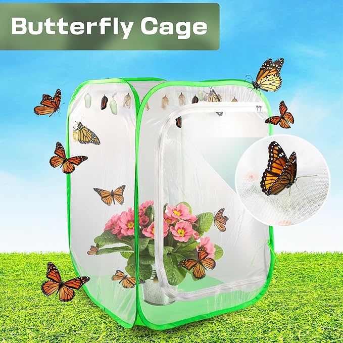 Mesh Plant Tent Enclosure, Pop-Up Cage Plant Cover, Outdoor Garden Protection Guard for Pests, Bird, Pest (16 x 16 x 24 Inches)