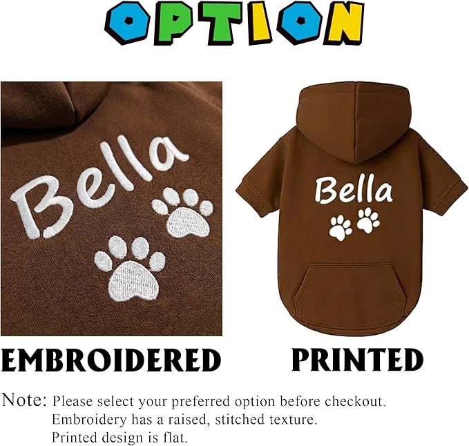 Personalized Dog Hoodie with Name/Text, Custom Embroidered or Printed Dog Sweater, Warm Winter Hoodie for Puppies, Cute Birthday Outfit, Unique Gift for Pet Lovers, A2