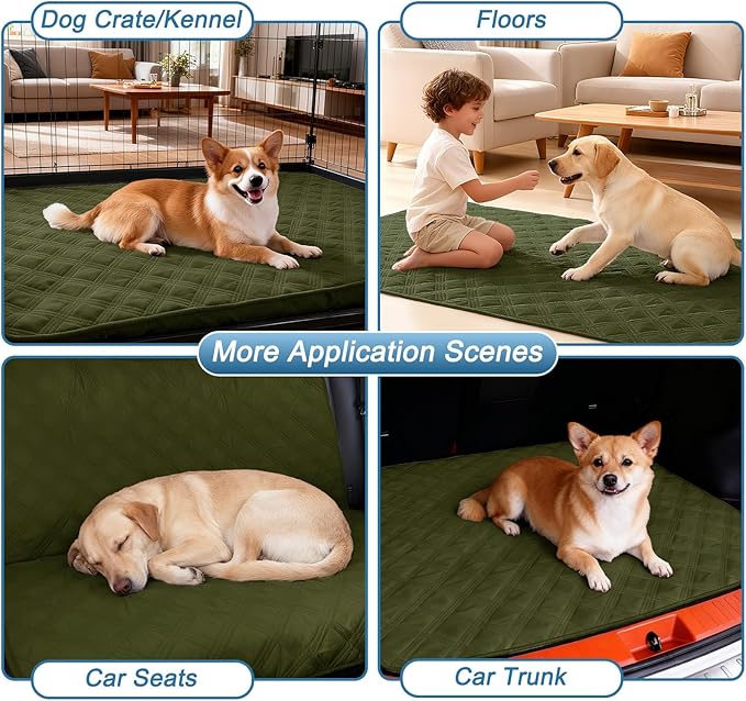 hyha Waterproof Dog Blanket, Reversible Pet Bed Blanket, Soft Sofa Couch Cover for Dogs Washable, Waterproof Pet Couch Covers for Sofa Puppy Cats Furniture Protector(40"x70", Green/Navy Blue)