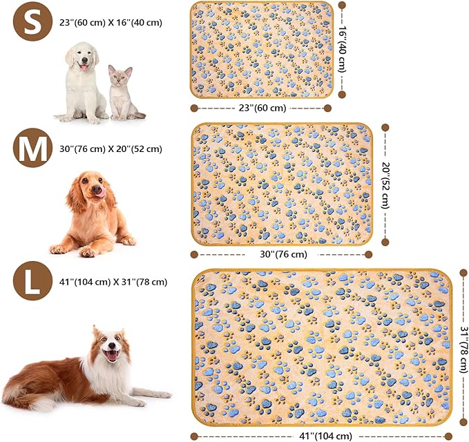LeapSheep Pet Blankets for Dogs Cats - 3Pack Heart Pattern Super Soft Fluffy Dog Blankets for Small Medium Large Doggy Kitten (Paws, Medium)