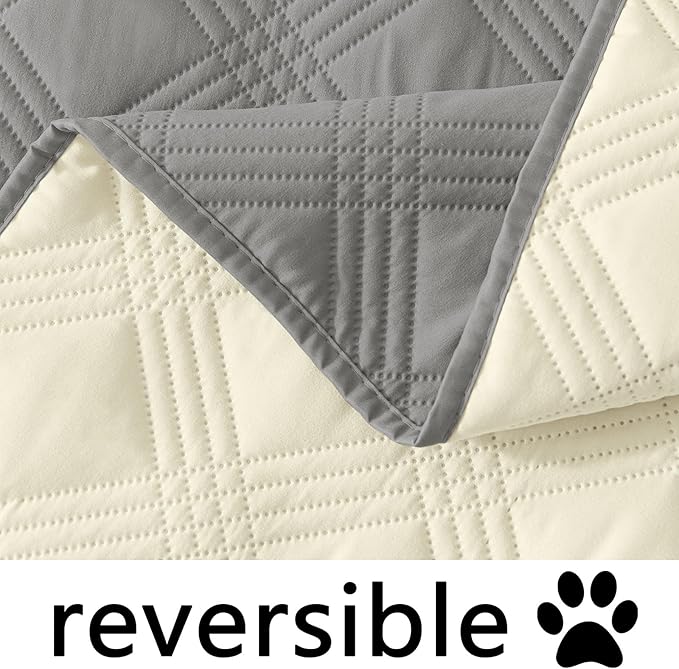hyha Waterproof Dog Blanket, Reversible Pet Bed Blanket, Soft Sofa Couch Cover for Dogs Washable, Waterproof Pet Couch Covers for Sofa Puppy Cats Furniture Protector(30"x53", Grey/Beige)