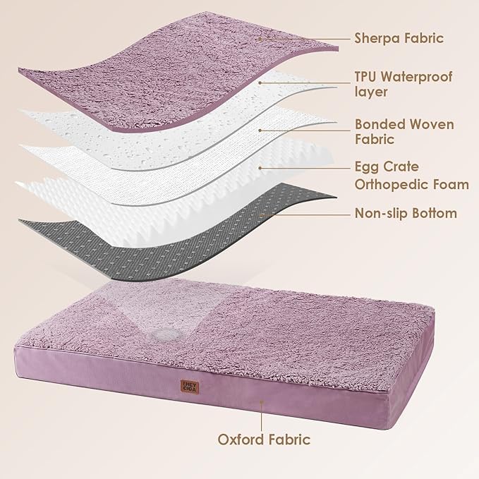 EHEYCIGA Orthopedic XXL Dog Beds for Jumbo Dogs with Removable Washable Cover, Fog Purple, 50x36