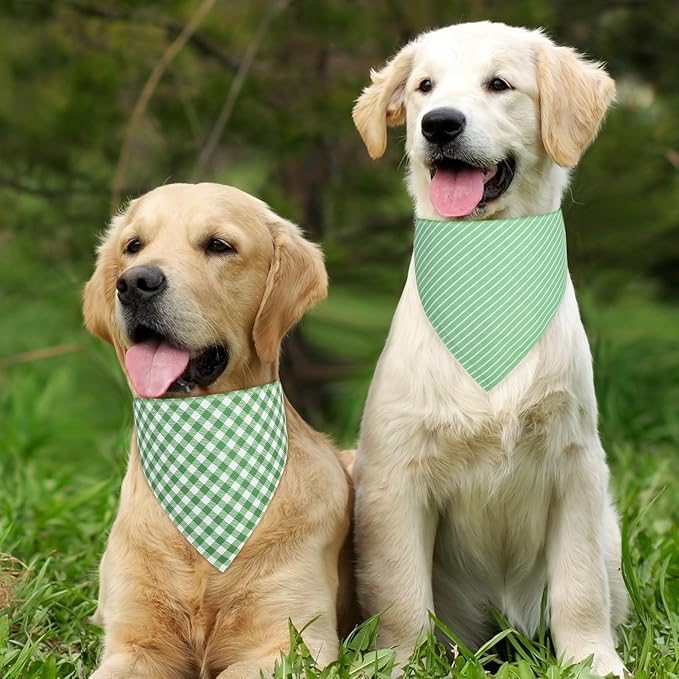 Dog Bandana Green XLarge 1PCS, Summer Spring Scarf for Boy and Girl, Durable Triangle Reversible Bibs Handkerchief for Puppy Pet