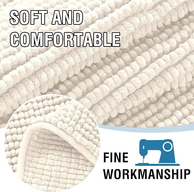 H.VERSAILTEX Plush Chenille Couch Cover for 3 Cushion Couch Anti Slip Washable Sofa Slipcovers Soft and Durable Furniture Protector for Dogs Cats Kids (27.5" x 82", Ivory)