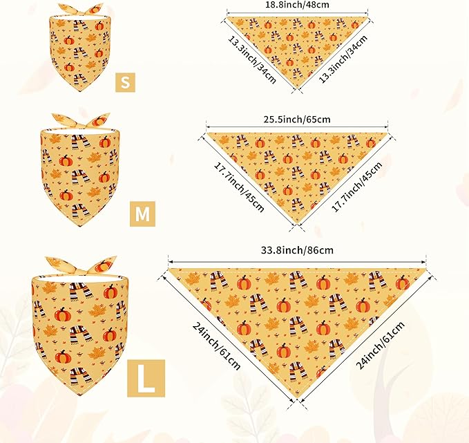 30 Pcs Fall Dog Bandanas Bulk for Small Dogs 18 Inch Stitch Edge Dog Bandanas Autumn Scarves for Puppy Cats Breed Grooming S
