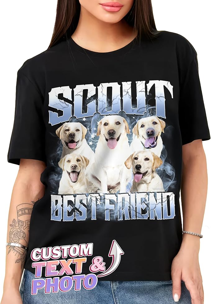 Tehg & Tuhg Custom T Shirts with Picture, Vintage Bootleg Rap Tee, Boyfriend Girlfriend, Unique Gift for Birthday Anniversary