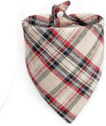 Christmas Plaid Dog Bandana with Button, Fall Dual Layer Scarf Soft Cotton Triangle Bib Girls and Boys Kerchief Adjustable Accessories for Small Medium Large Extra Large Dog Puppy Pet Cat