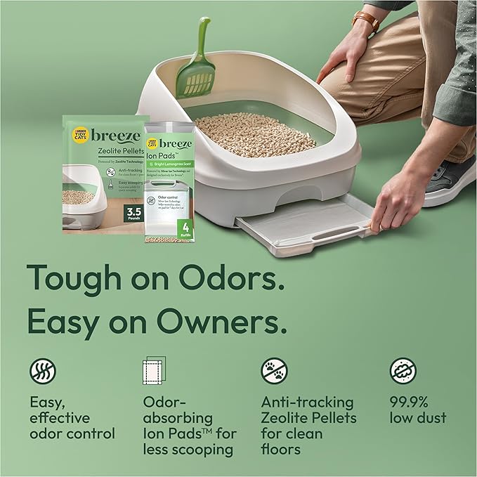 Purina Tidy Cats Litter Box System, BREEZE System Starter Kit Litter Box, Litter Pellets & Pads
