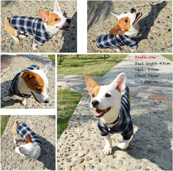 Koneseve Dog Shirt, Pet Plaid Clothes Shirt T-Shirt, Sweater Bottoming Shirt for Small Dog Cat Puppy Grid Adorable Wearing Stylish Cozy Halloween,Christmas Costumes (Blue;L/Large)
