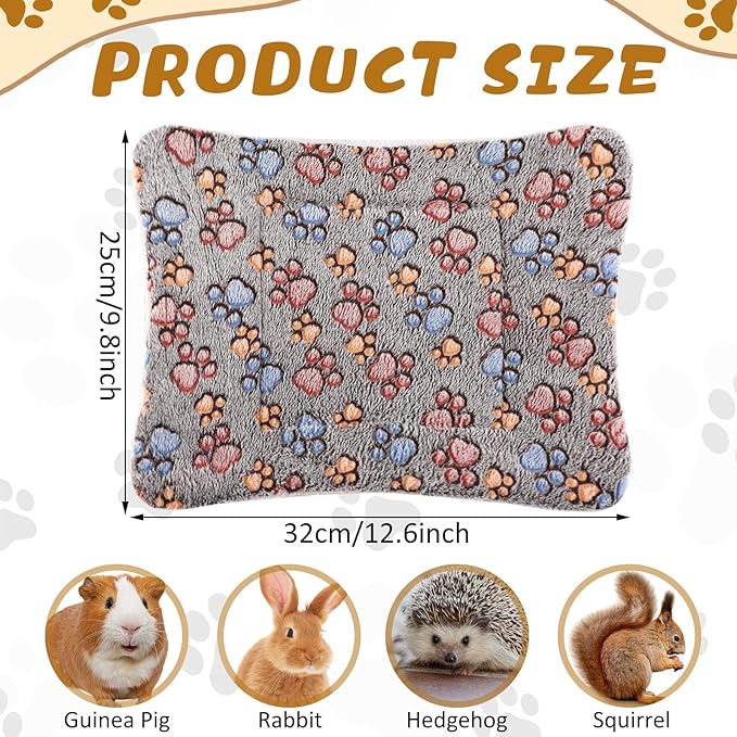 Tuanse 4 Pack Ultra Soft Dog Cat Bed Mat Small Animal Guinea Pig Bed with Cute Print Reversible Fleece Dog Crate Kennel Pad Cozy Washable Thickened Hamster Pet Beds Mat(13 x 10 Inches,Gray)