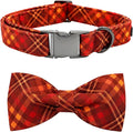 Fall Dog Collar, Pet Collar Bow Plaid Pet Collar Girl Boy Holiday Pet Collars Gift Bow Dog Collar Cute Soft Puppy Collar for Large Dogs