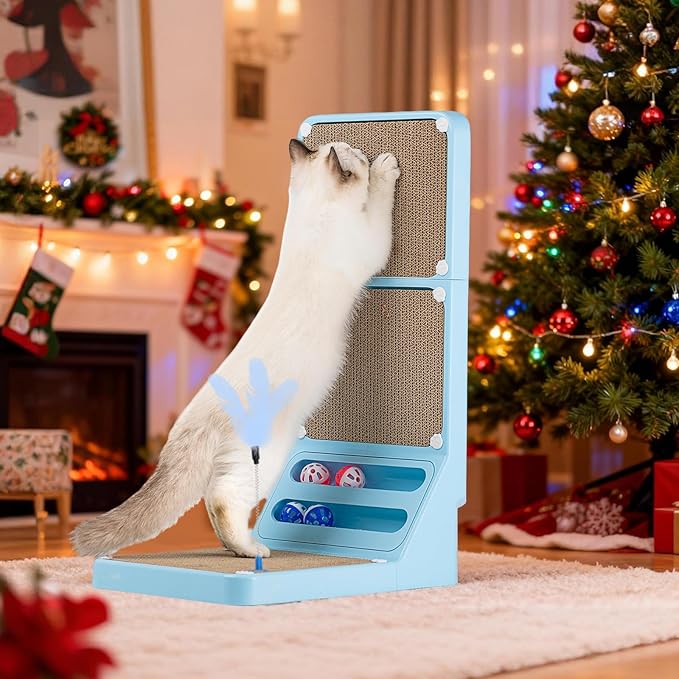 Cat Scratching Board Kitten Scratching Ball Wall Scratchers for Indoor Cats L Shaped Cat Scratcher Cats with Scratcher Pads Blue