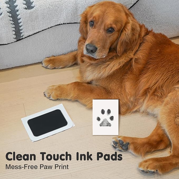 Inkless Paw Print Kit for Dogs,Cats & Babies - Clean Touch Dog Nose & Baby Handprint Kit,Mess Free Dog Paw Print Kit,1-Pcs Ink Pad & 1 Wooden Frame - Keepsake Gifts for Pet Lovers,New Moms