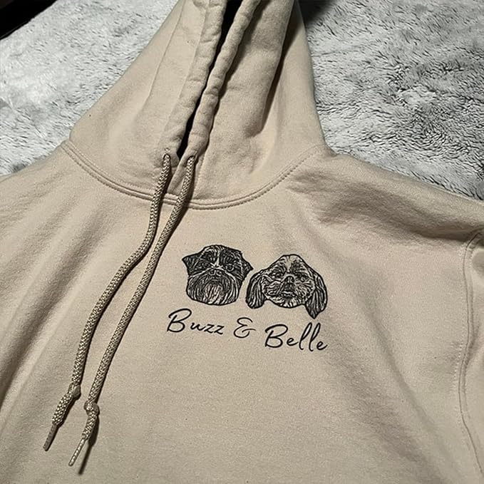 Personalized Dog Hoodie Sweatshirt, Custom Line Art Portrait Dogs Cats Hoodie, Customized Pet Lover Gifts, Pet Name Hoodies Sweatshirts For Women, Dog Mom Gifts