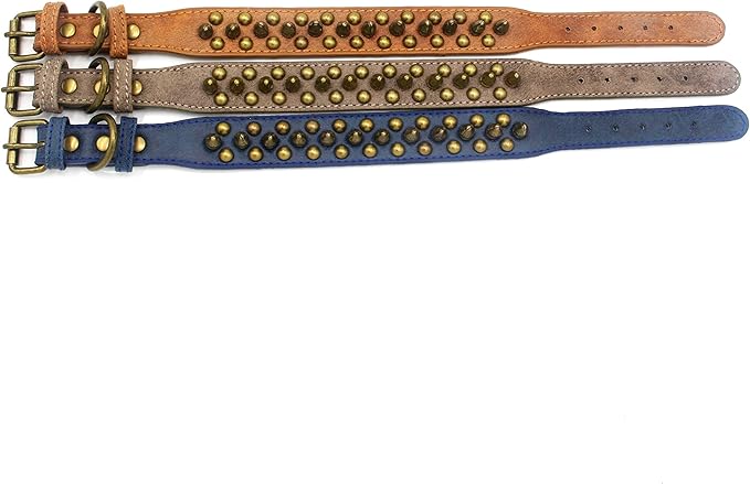 Spiked Dog Collar Soft Pu Leather Mushrooms Rivet Spike Studded Puppy Adjustable Pet Collars for Small Breeds (S, Grey1)