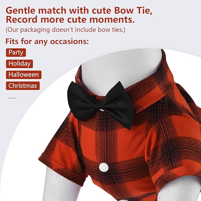 Koneseve Dog Shirt Plaid Dog Clothes for Small Dogs Boy Girl Cat Clothes Soft Puppy Outfit Adorable Pet T-Shirts Kitten Grid Costume Apparel Thanksgiving Christmas Clothing (Red#1; 2XL)