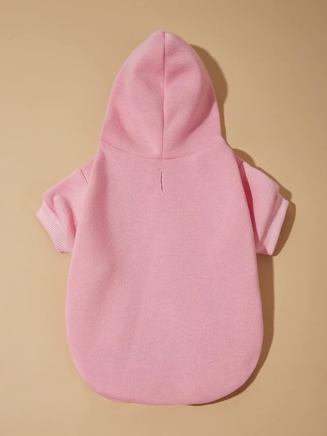 QWINEE Basic Dog Hoodie Sweatshirt Puppy Sweater Warm Cat Costumes Pet Clothes for Chihuahua Puppy Kitten Small Medium Dogs Light Pink Small