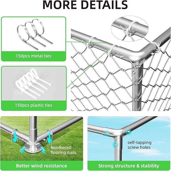 20'x10' Large Outdoor Dog Kennel, Heavy Duty Dog Enclosure with Roof, Weather Resistant Cover and Security Lock (240"x120")