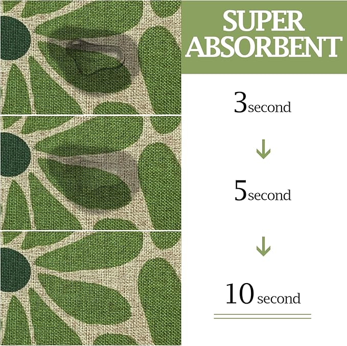 SHIYUE Dog Food Mats for Floors, Absorbent Cat Bowl for Food and Water, Non-Slip Accessories Pet Supplies(12"x20",Green Flower)