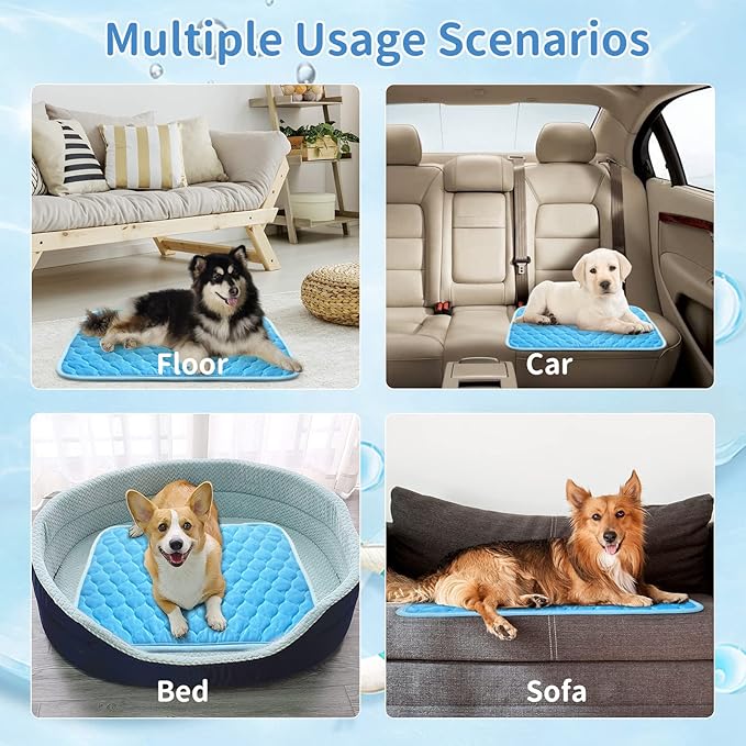 Dog Cooling Mat Non-Toxic Self Cooling Pad for Dogs Cats in Hot Summer Cool Pad Washable & Easy Clean
