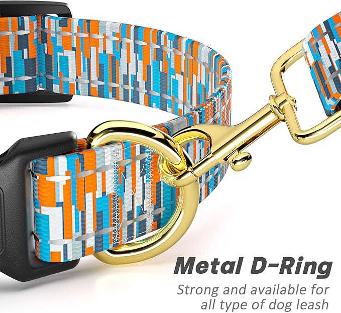 Reflective Dog Collar for Small Dogs, Cute Boho Adjustable Heavy-Duty Nylon Puppy Collar for Boy and Girl Female, Soft Pet Accessories with Quick Release Buckle, Colorful Spliced