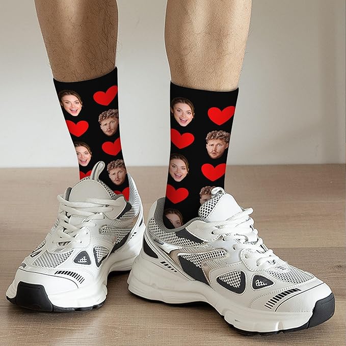 D-Story Custom Face Socks, Personalized Photo Picture on Socks, Unisex Athletic Crew Socks for Men Women