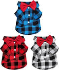 Tongcloud 3 Pack Plaid Puppy Cat Shirt Cute Cat Shirt Dog Shirt for Extra Small Dogs Cats Birthday Party and Holiday Photo