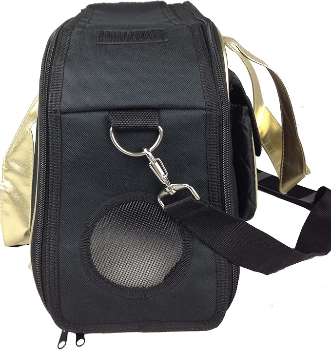 Pet Life ® 'Mystique' Fashion Designer Travel Soft-Folding Airline Apprived Pet Dog Carrier with Quilted Front Pocket