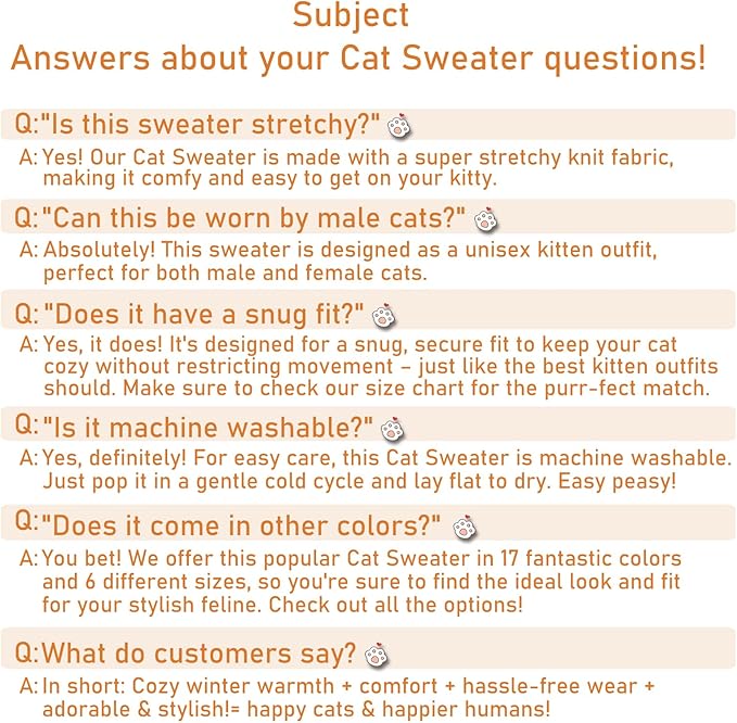 Stretchy Cat Sweater - 17 Colors & 6 Sizes | Snug Winter-Ready Knit for Boy/Girl Cats & Kittens (Brown, Large)